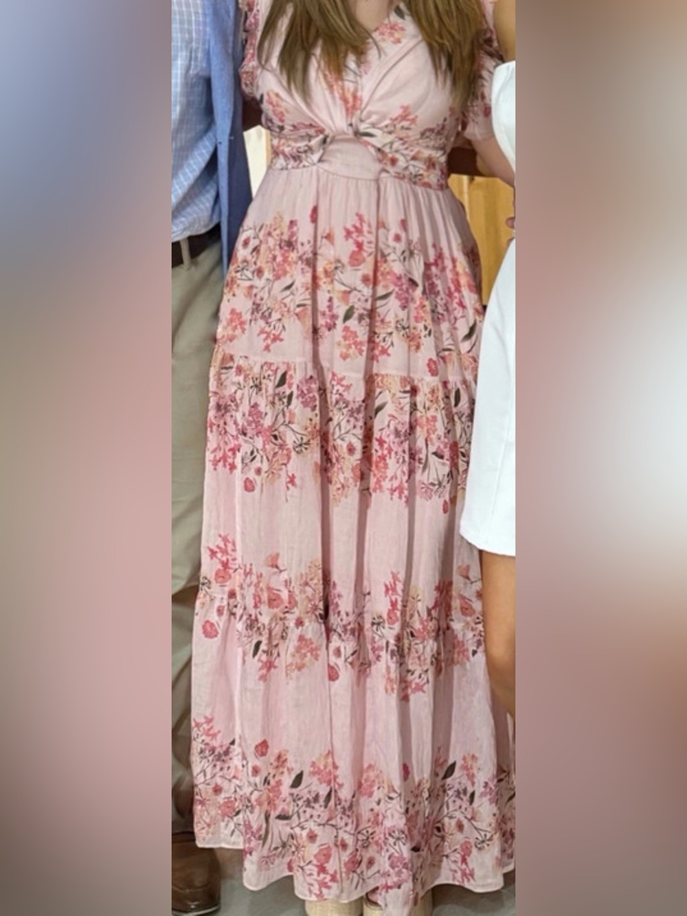 Taylor Pink Floral Tiered Maxi Skirt